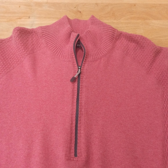 .Eddie Bauer Sweater Mens L Soft Red Quarter Zip Cable Knit Pullover Preppy - Picture 6 of 16